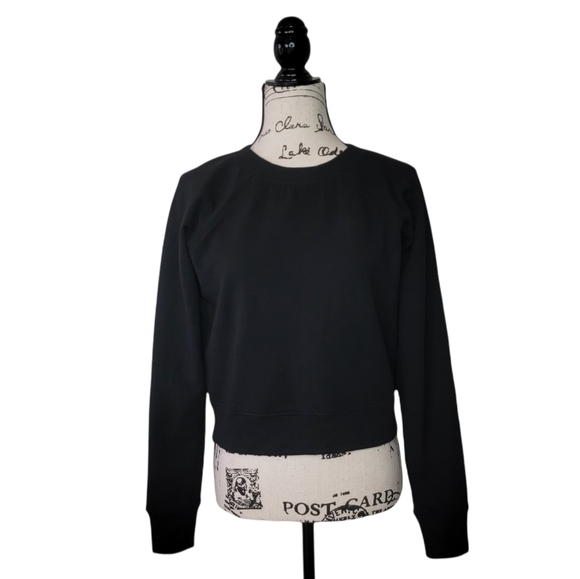 Good American Black Open Back Crewneck Pullover Sweatershirt - Picture 3 of 7